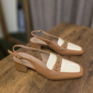 Sam Edelman Tan and Cream Slingback Heels